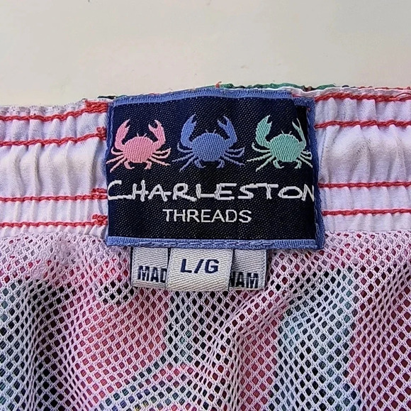 Charleston Threads Men's Tropical Salmon Colored Birds of Paradise Swim Trunks L - Picture 3 of 6